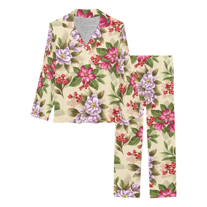 Summer Floral Pattern Print Design SF08 Women's Long Pajama Set