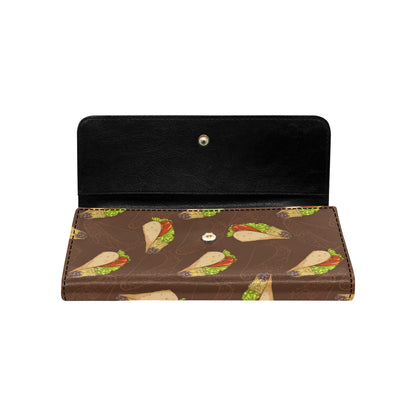 Taco Pattern Print Design TC08 Women's Trifold Wallet