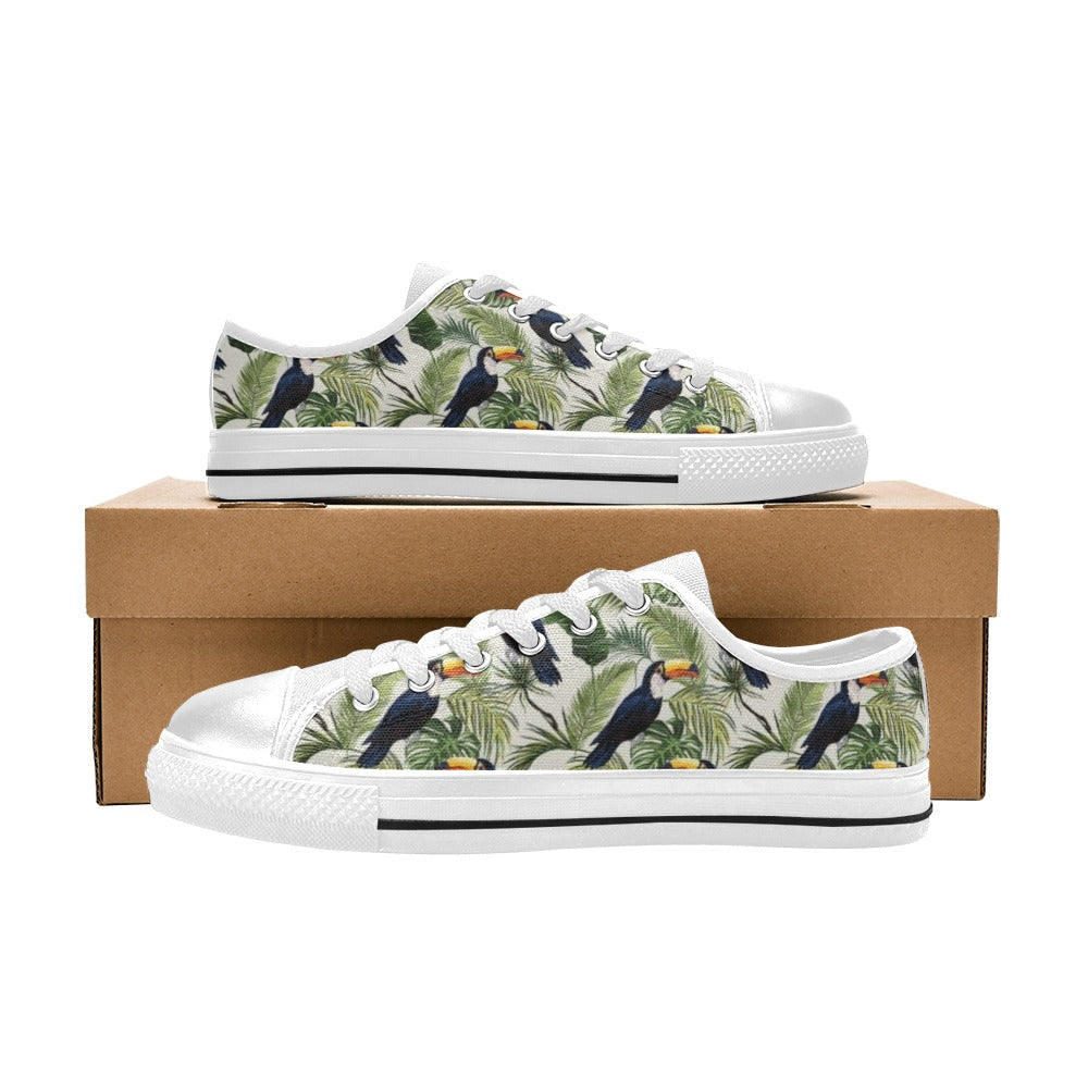 Toucan Print Design LKS308 Women's White Low Top Shoes