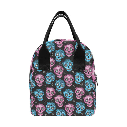 Day of the Dead Skull Print Pattern Insulated Lunch Bag