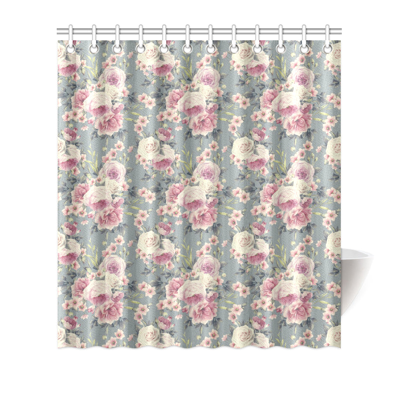 Peony Pattern Print Design PE05 Shower Curtain