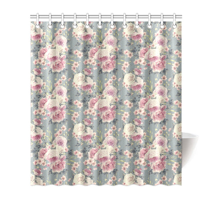 Peony Pattern Print Design PE05 Shower Curtain