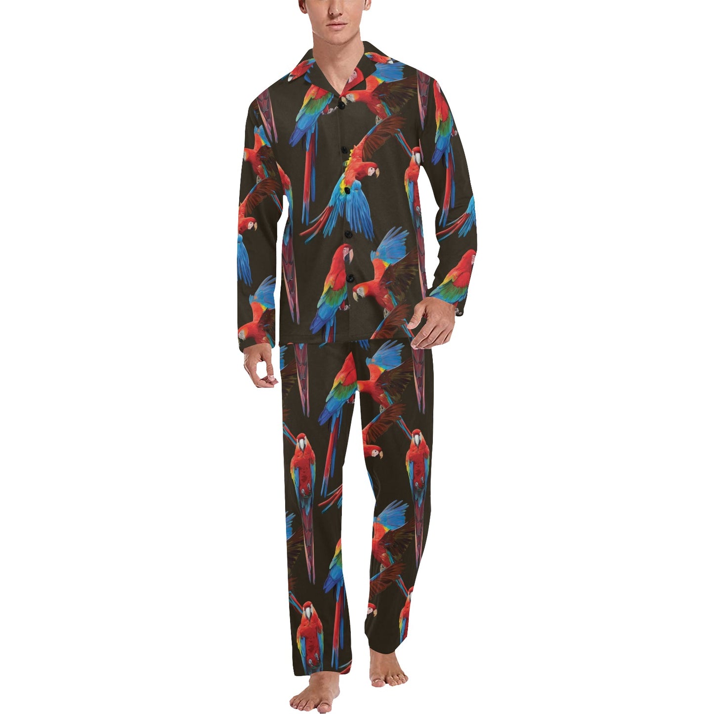 Macaw Pattern Print Design 04 Men's Long Pajama Set