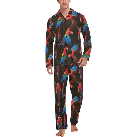 Macaw Pattern Print Design 04 Men's Long Pajama Set
