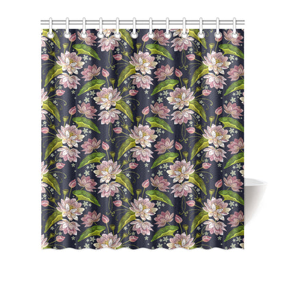 lotus Embroidered Pattern Print Design LO06 Shower Curtain