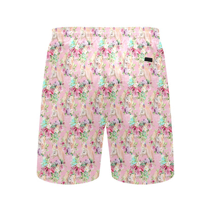 Unicorn Princess with Rose Men's Swim Trunks Beach Shorts