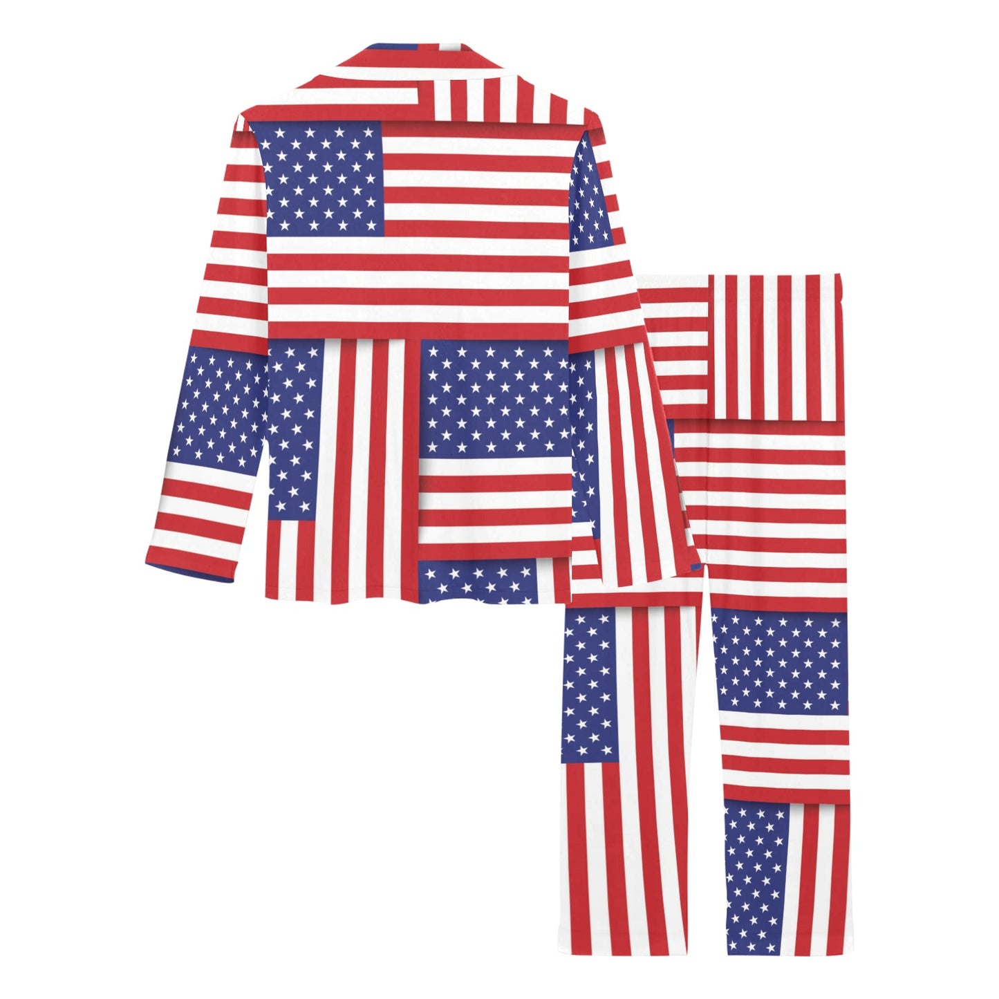 Patriotic US Flag Pattern Print Design A01 Women's Long Pajama Set