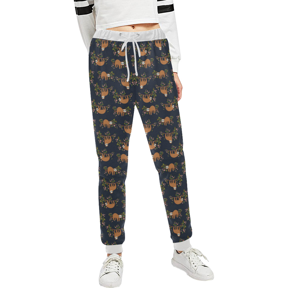 Sloth flower Design Themed Print Unisex Sweatpants