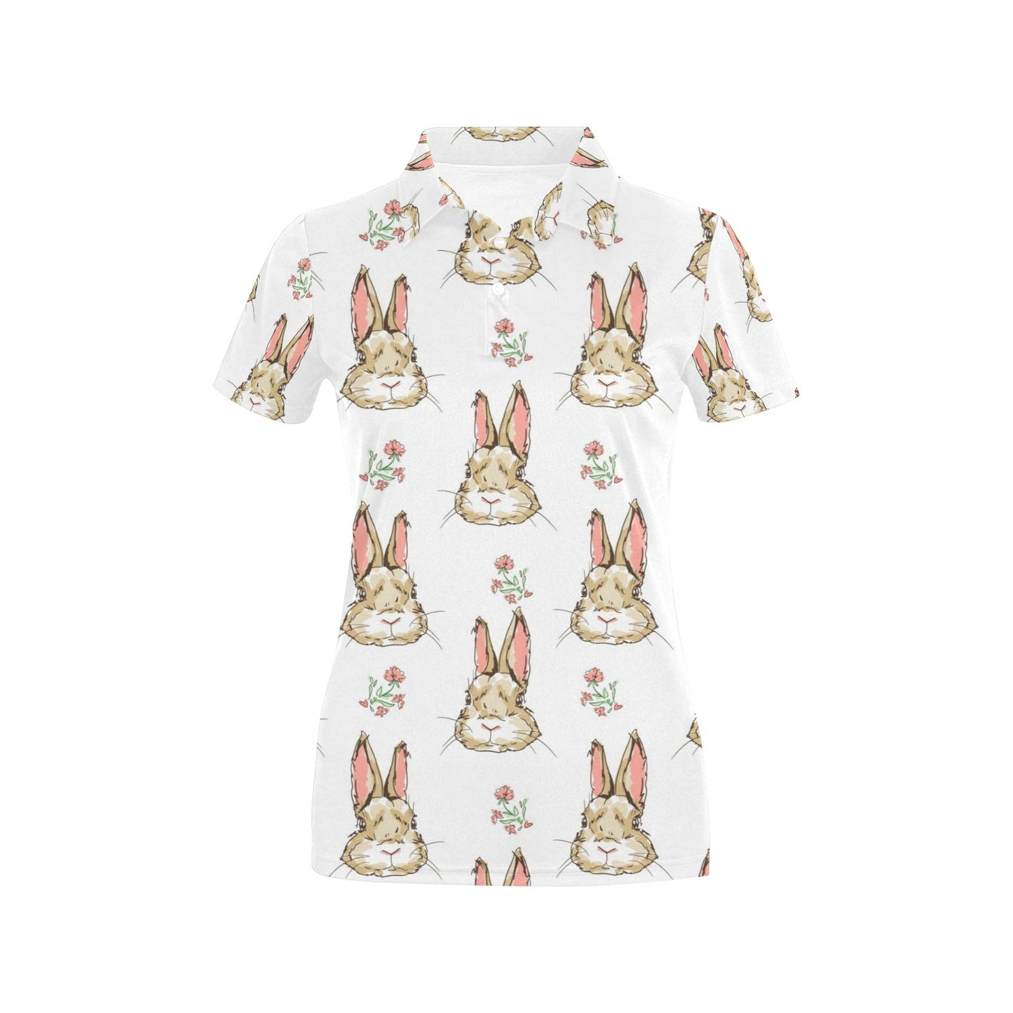 Rabbit Pattern Print Design RB09 Women's Polo Shirt