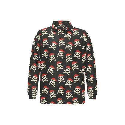 Pirate Pattern Print Design A04 Long Sleeve Polo Shirt For Men's
