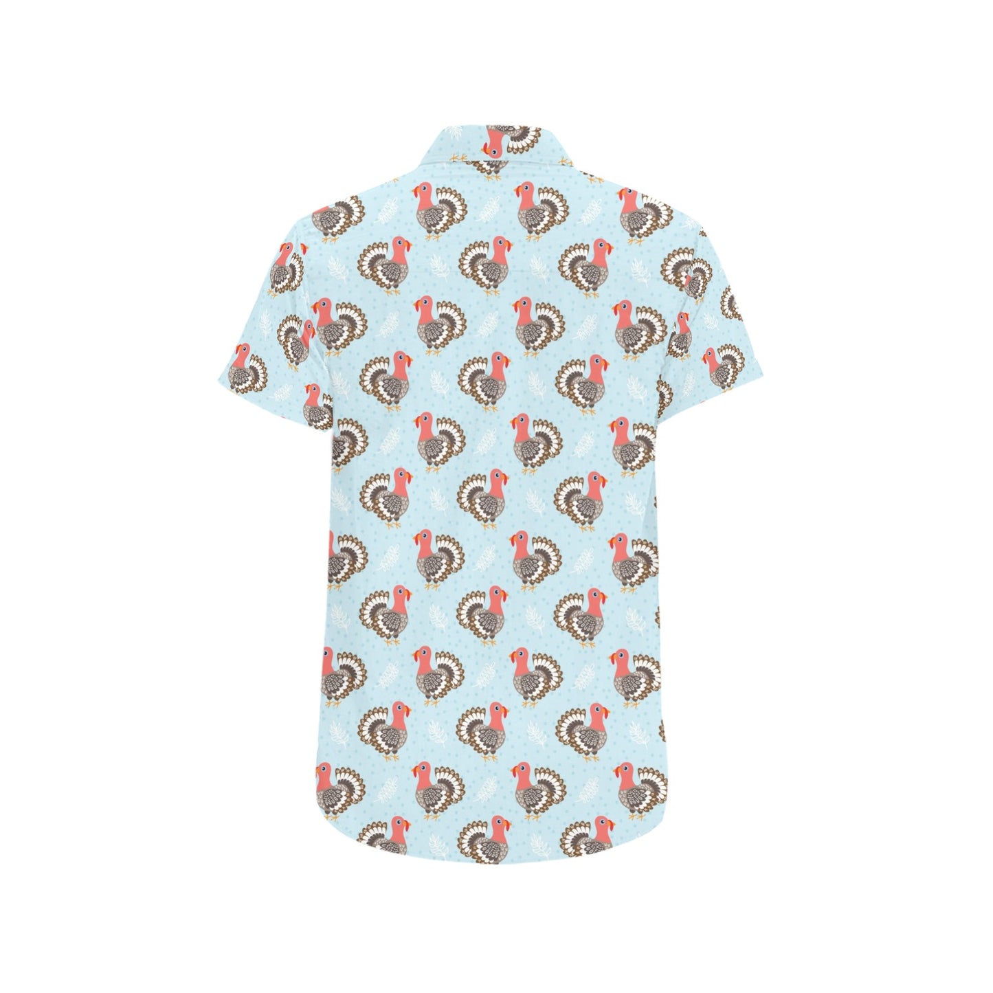 Turkey Print Design LKS403 Men Short Sleeve Button Up Shirt