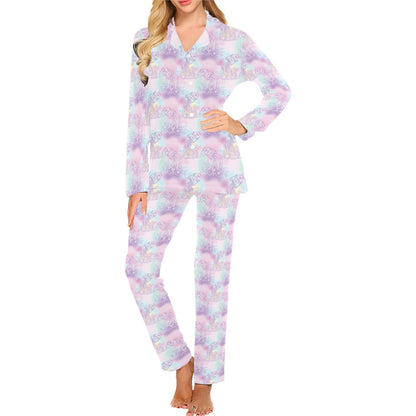 Aquarius Zodiac Pattern Print Design 01 Women's Long Pajama Set
