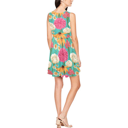 Summer Floral Pattern Print Design SF07 Sleeveless Dress