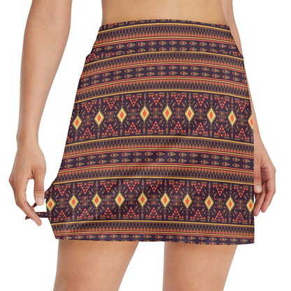 Southwest Ethnic Design Themed Print 17" Golf & Pickleball Skort with Pockets
