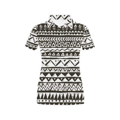 Hand draw Tribal Aztec Women's Polo Shirt