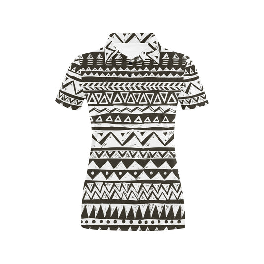 Hand draw Tribal Aztec Women's Polo Shirt