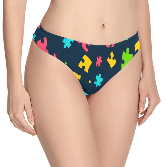Autism Awareness Colorful Design Print Women's Thongs