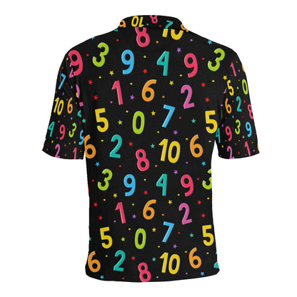 Number Pattern Print Design A04 Men Polo Shirt