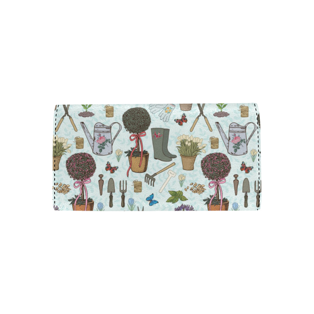 Gardening Pattern Print Design G01 Women's Trifold Wallet