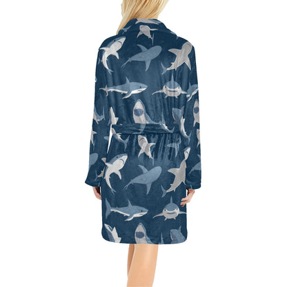 Shark Action Pattern Women's Fleece Robe