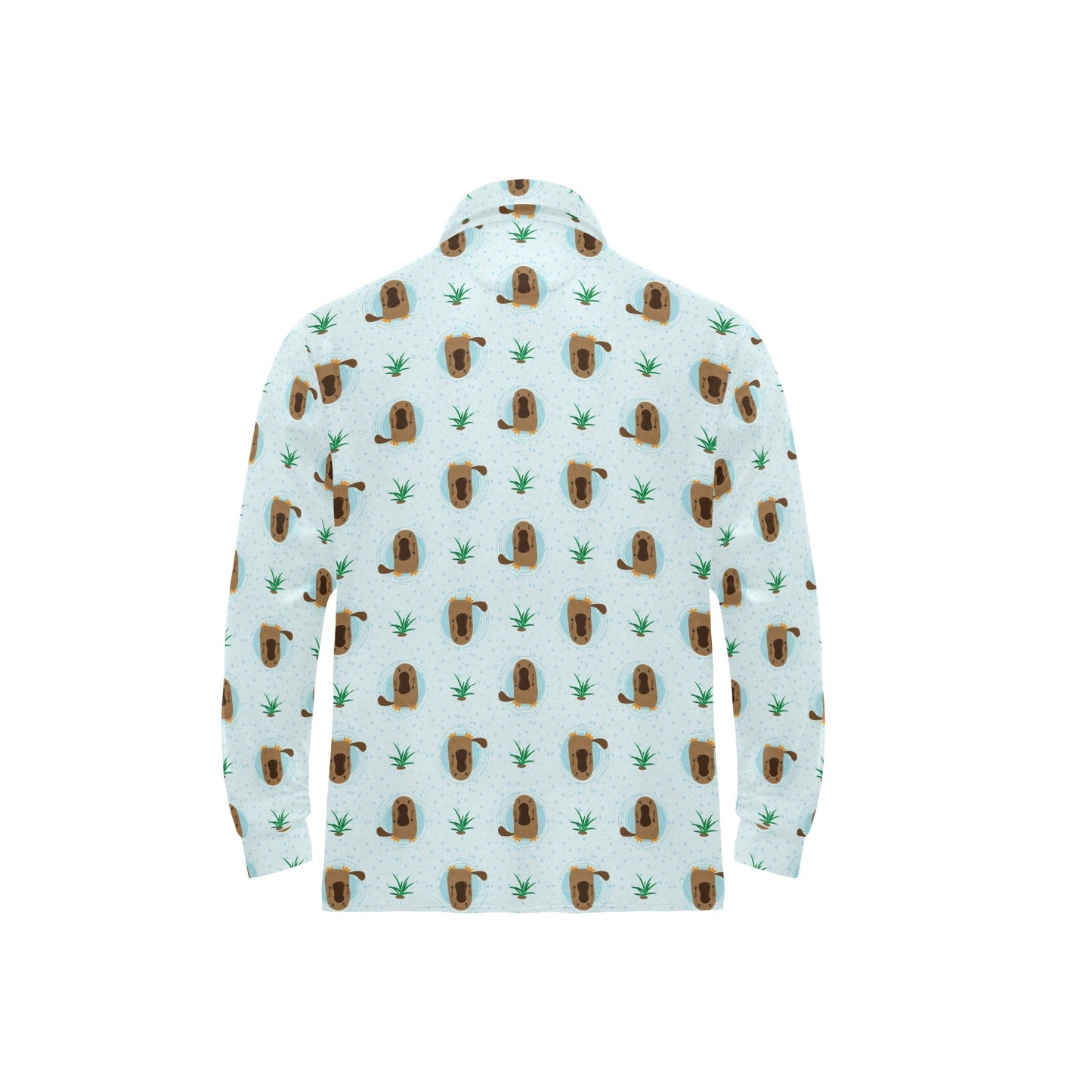 Platypus Pattern Print Design A04 Long Sleeve Polo Shirt For Men's