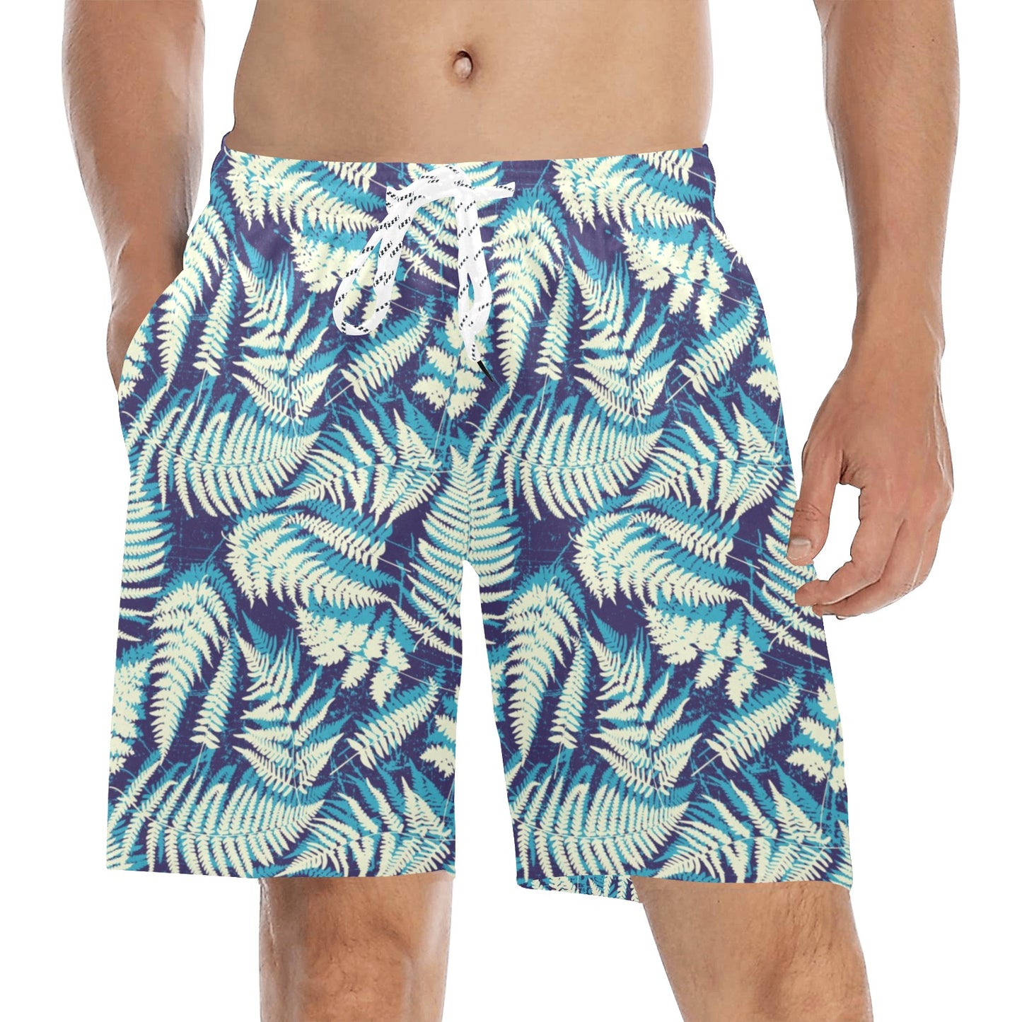 Fern Leave Summer Print Pattern Men's Swim Trunks Beach Shorts