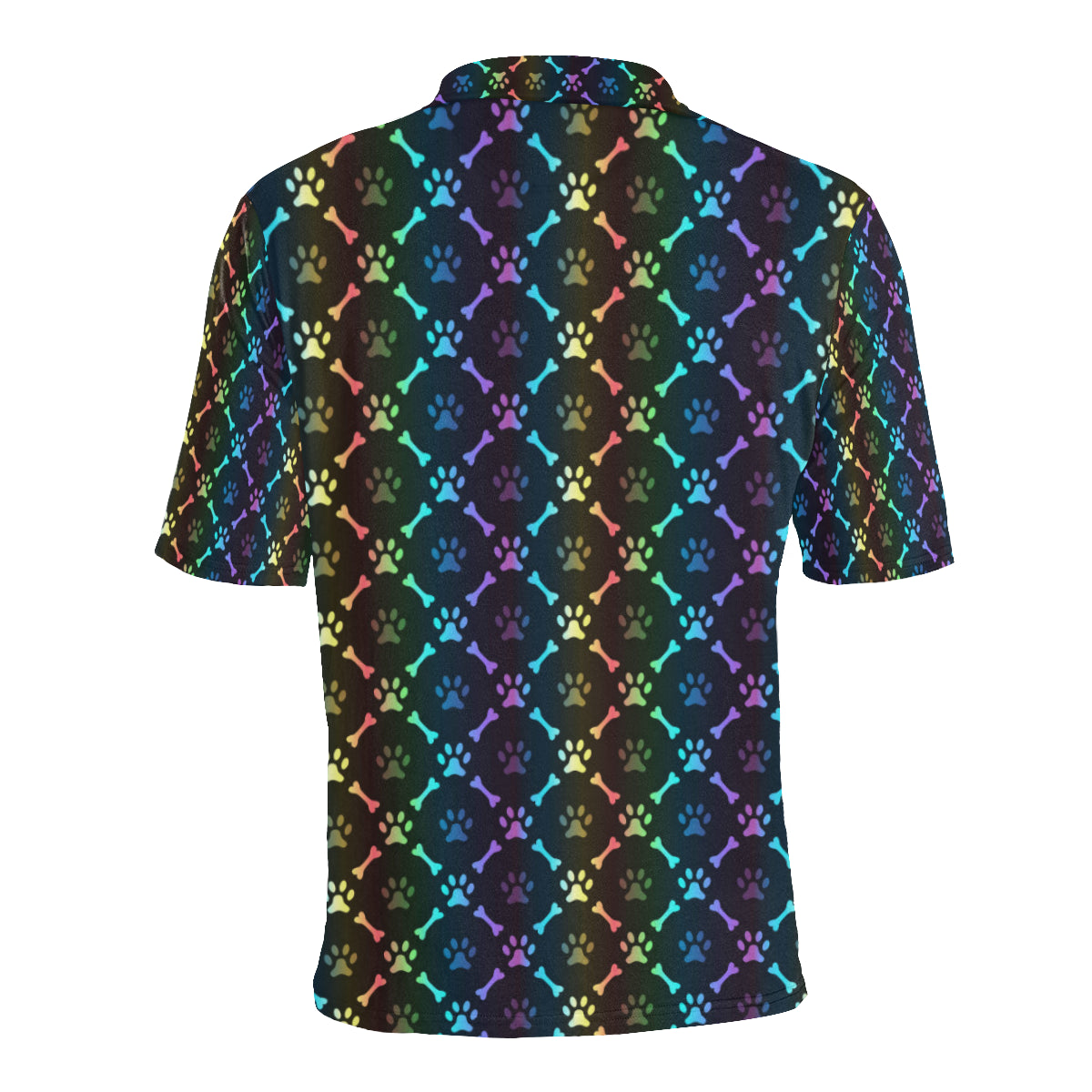 Paw Rainbow Print Men Polo Shirt