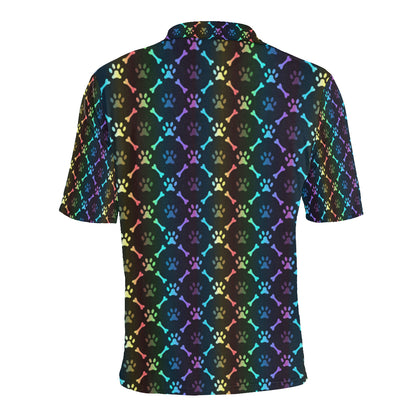 Paw Rainbow Print Men Polo Shirt