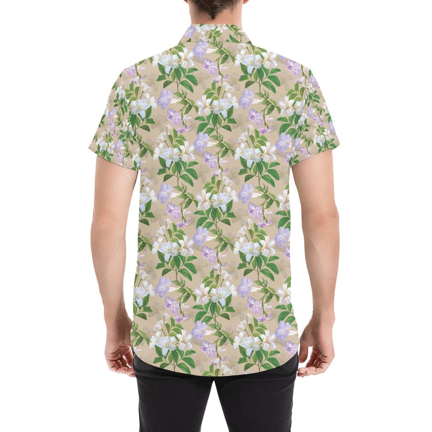 Sampaguita Print Design LKS302 Men Short Sleeve Button Up Shirt