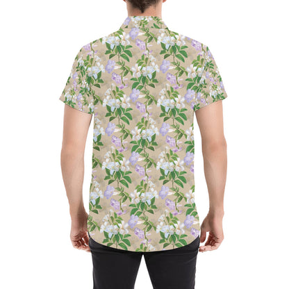 Sampaguita Print Design LKS302 Men Short Sleeve Button Up Shirt