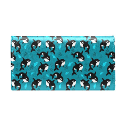 Whale Sea Design Themed Print Women's Trifold Wallet