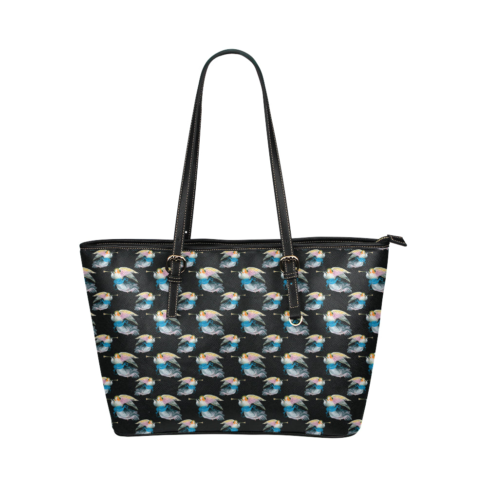 Angel with Wings Beautiful Design Print Leather Tote Bag