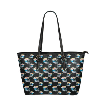 Angel with Wings Beautiful Design Print Leather Tote Bag