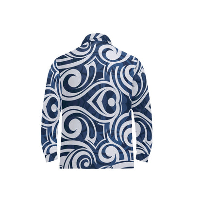 Maori Pattern Print Design 01 Long Sleeve Polo Shirt For Men's