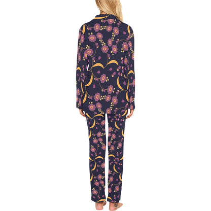 Anemone Pattern Print Design AM012 Women's Long Pajama Set