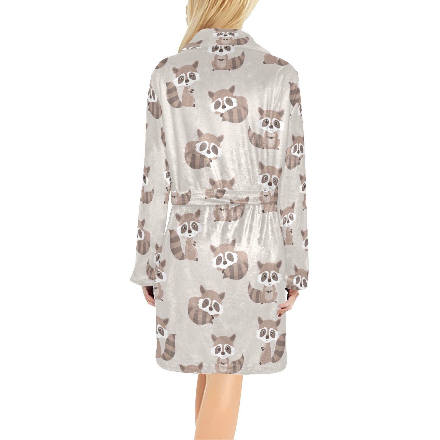 Raccoon Pattern Print Design A05 Women's Fleece Robe