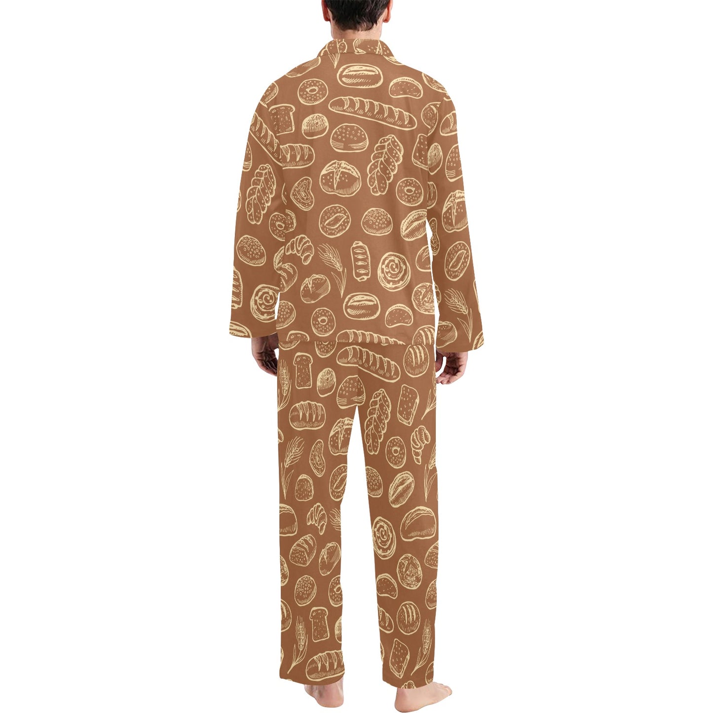 Bread Pattern Print Design 03 Men's Long Pajama Set