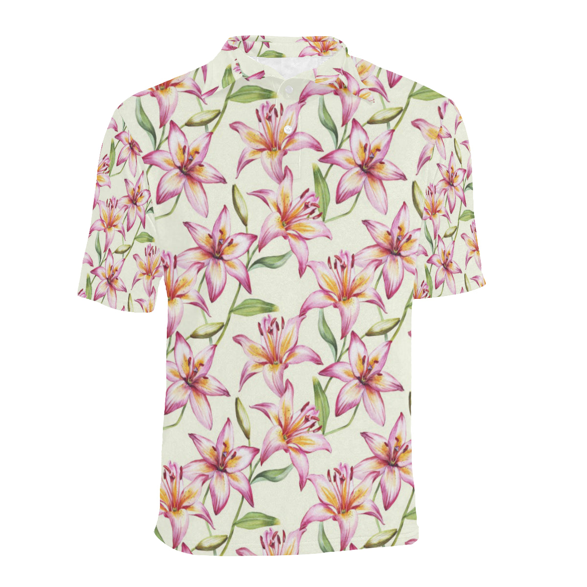 Lily Pattern Print Design LY011 Men Polo Shirt