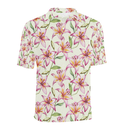 Lily Pattern Print Design LY011 Men Polo Shirt
