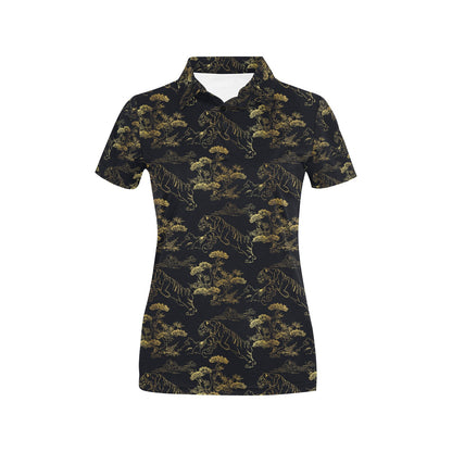 Tiger Japan Style Print Design LKS305 Women's Polo Shirt