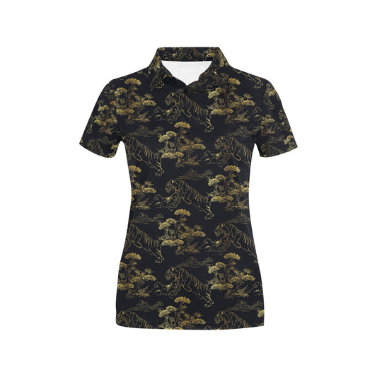 Tiger Japan Style Print Design LKS305 Women's Polo Shirt