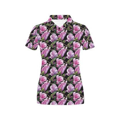 Magnolia Pattern Print Design MAG011 Women's Polo Shirt