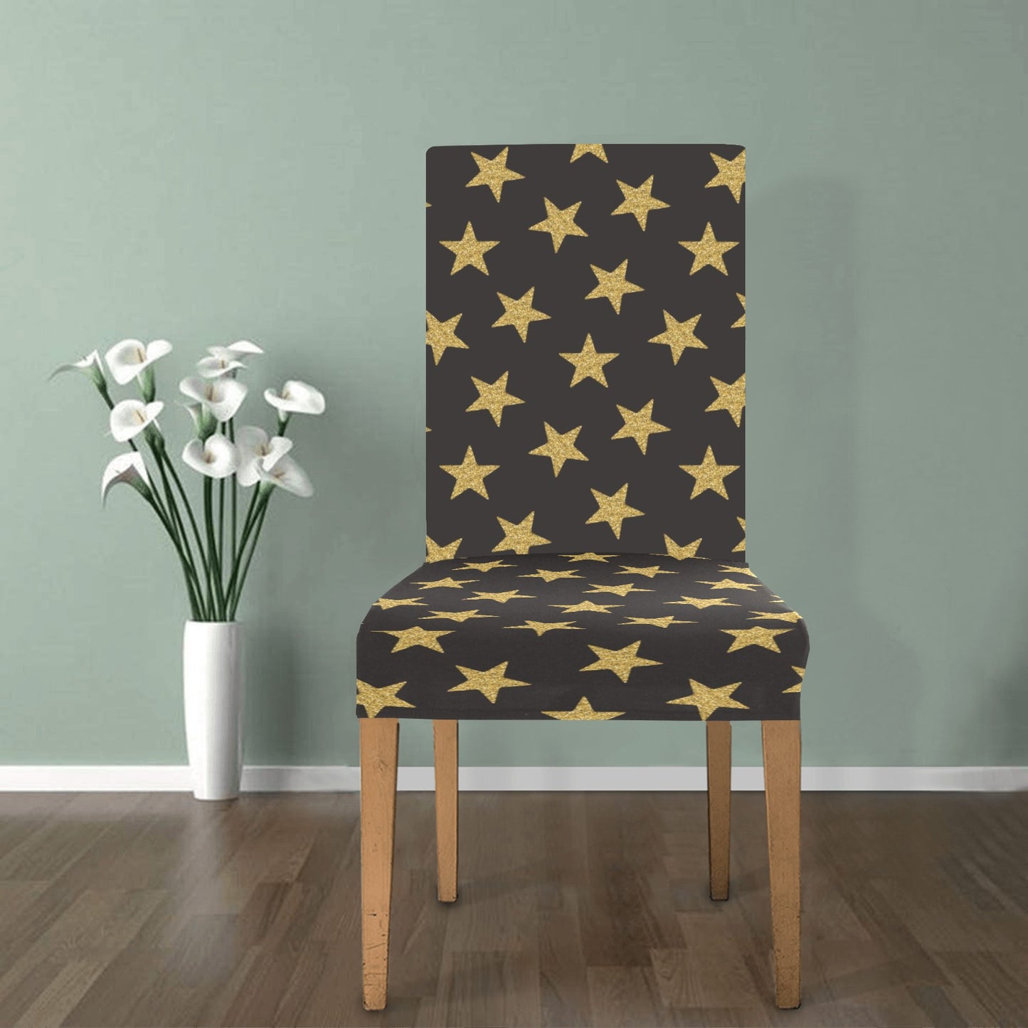 Star Gold Print Design LKS302 Dining Chair Slipcover