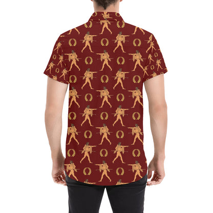 Ancient Greek Print Design LKS307 Men Short Sleeve Button Up Shirt