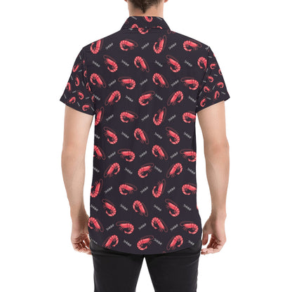 Shrimp Print Design LKS302 Men Short Sleeve Button Up Shirt