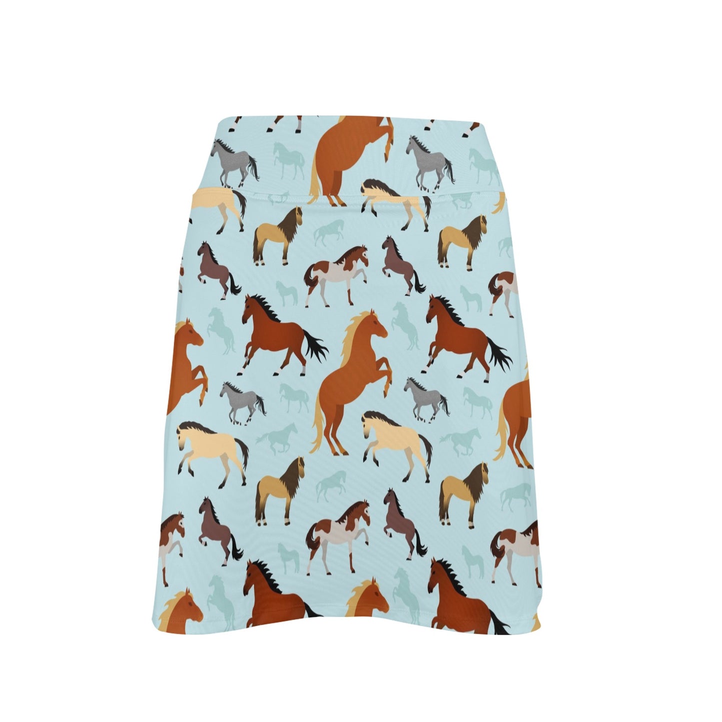 Horse Cute Themed Pattern Print 17" Golf & Pickleball Skort with Pockets