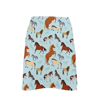 Horse Cute Themed Pattern Print 17" Golf & Pickleball Skort with Pockets