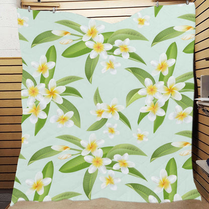 Yellow Plumeria Pattern Print Design PM024 Premium Quilt