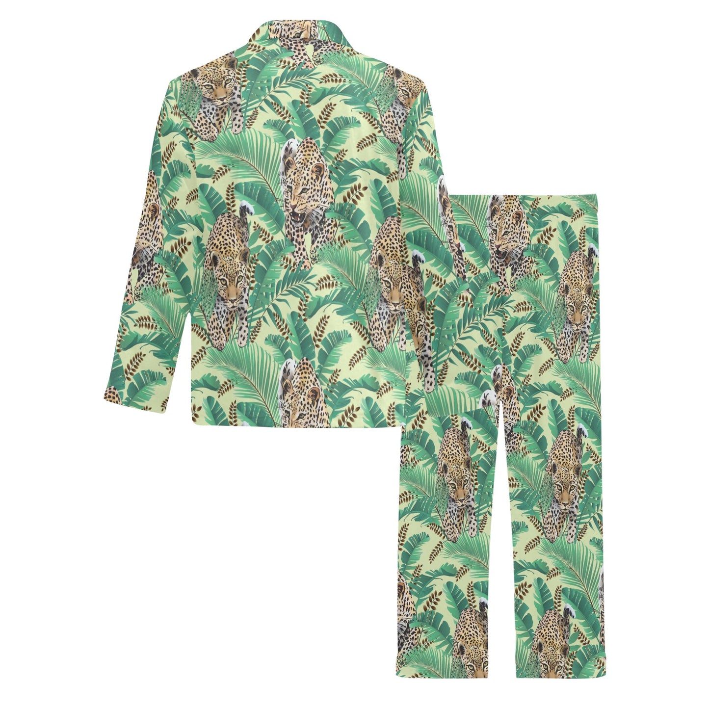 Leopard Pattern Print Design 03 Men's Long Pajama Set