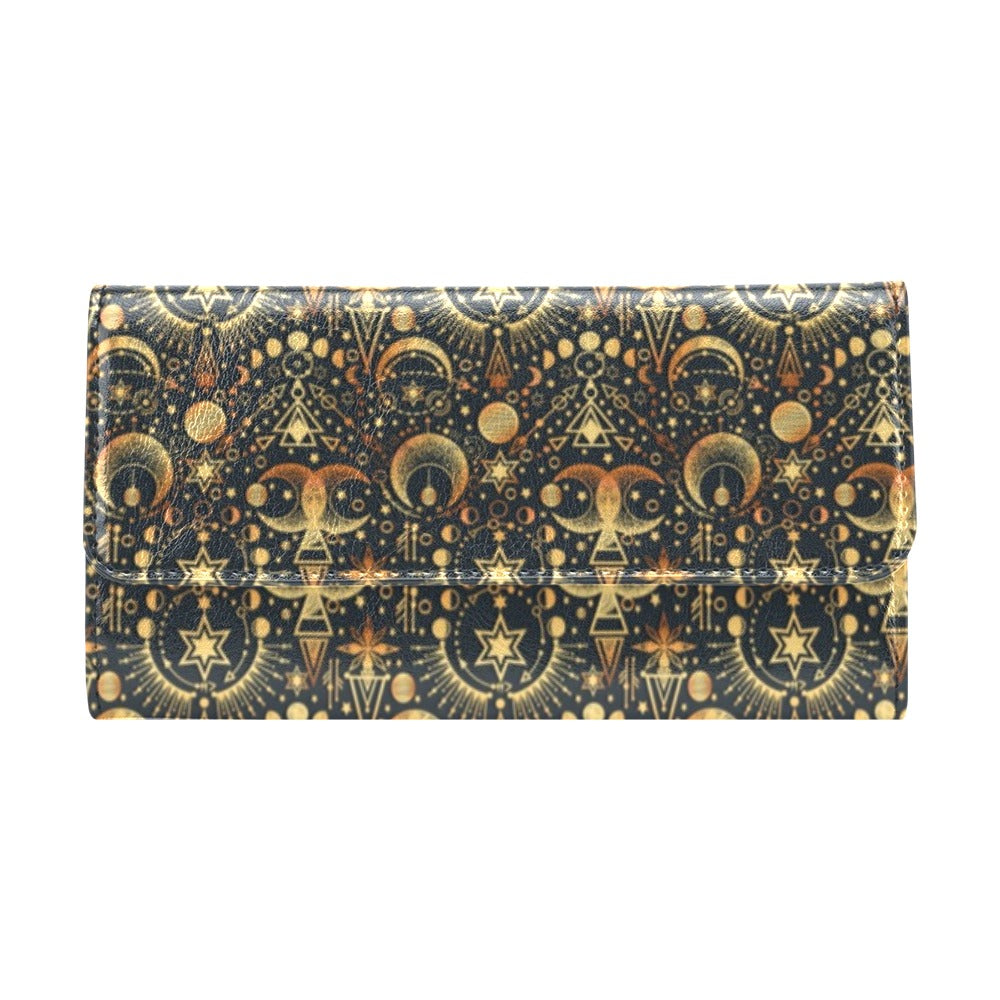 Sun Moon Print Design LKS308 Women's Trifold Wallet